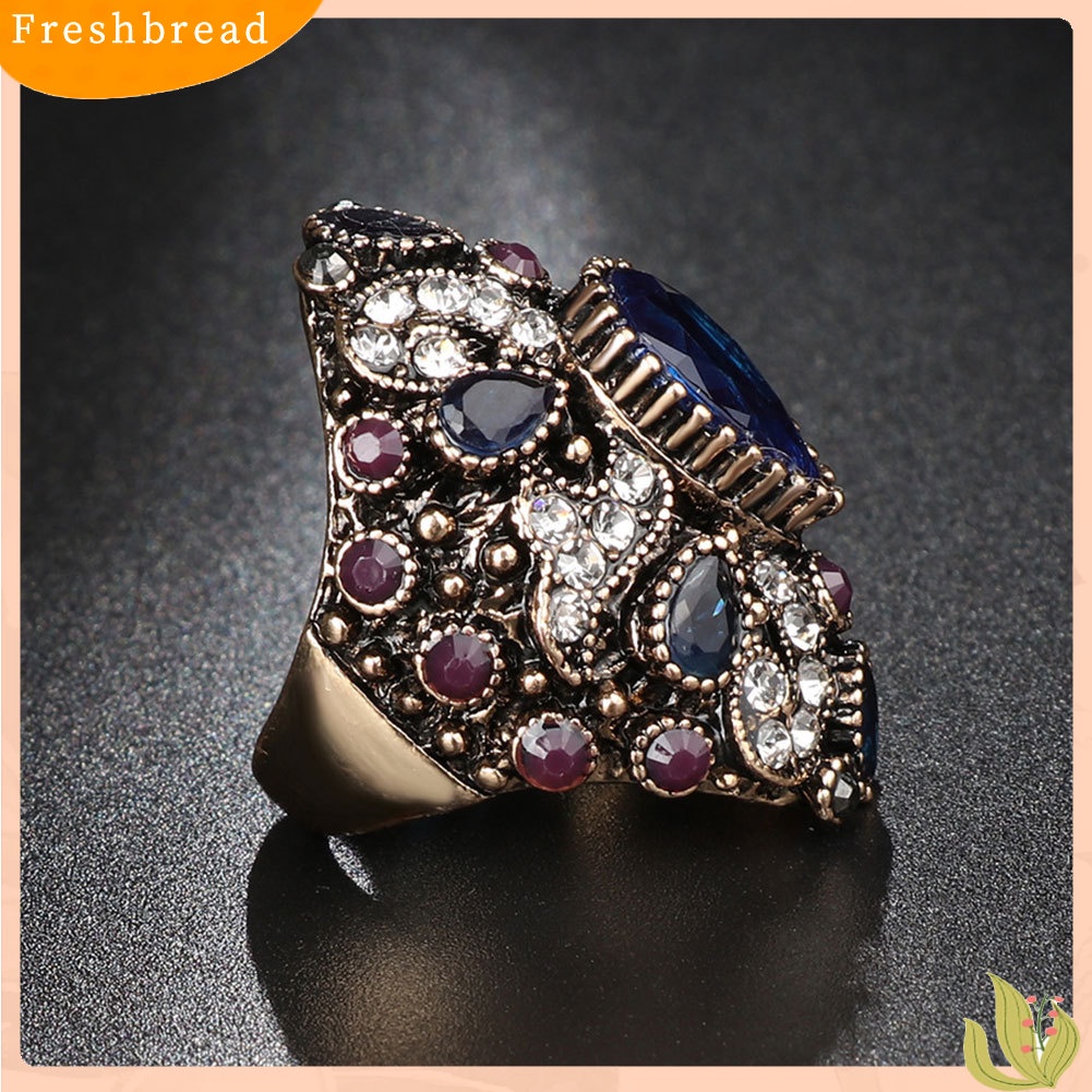 &lt; Freshbread &gt; Fashion Berlian Imitasi Mengkilap Punk Wanita Jari Cincin Pernyataan Perhiasan Hadiah Pesta