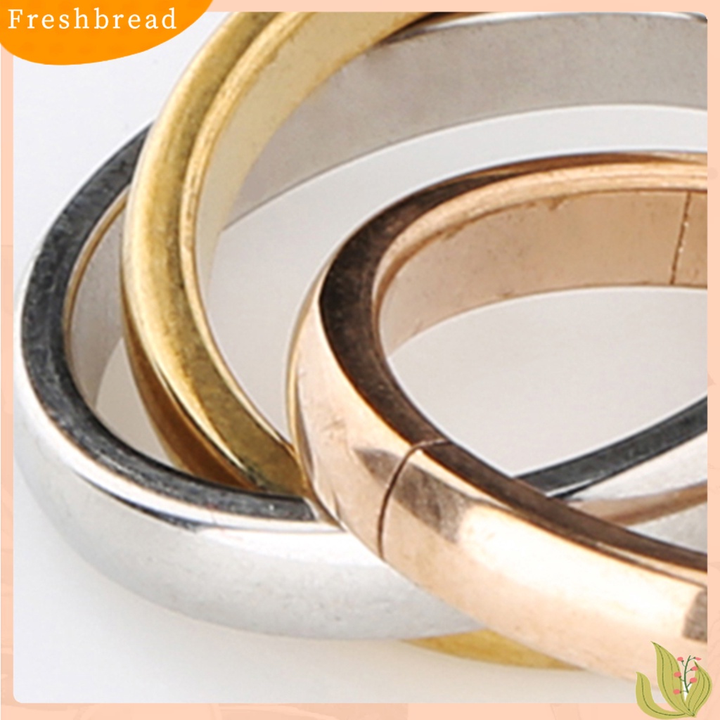 &lt; Freshbread &gt; Fashion Wanita 3band Multilayer Stainless Steel Slim Polos Criss Ring Hadiah