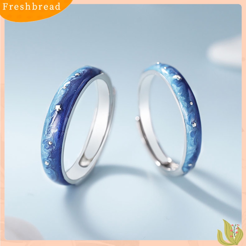 &lt; Freshbread &gt; Cincin Couple Pola Unik Karat-Bukti Tembaga Bintang Langit Bertema Open Band Engagement Ring Decor Hadiah Ulang Tahun