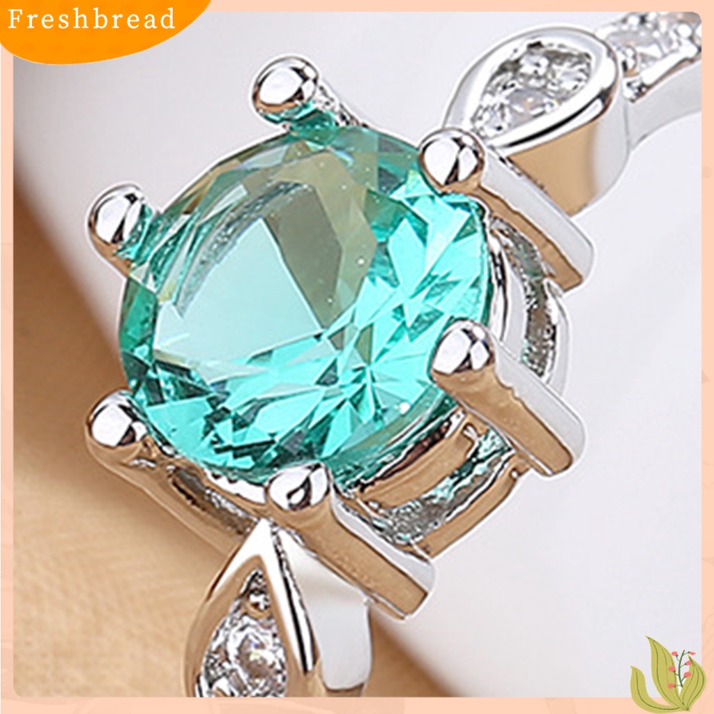 &lt; Freshbread &gt; Wanita Cincin Tetesan Air Enam Cakar Shiny Cubic Zirconia Sparkling Adjustable Opening Dress Up Hadiah Faux Gemstone Finger Ring Wedding Band Perhiasan Aksesori Fashion