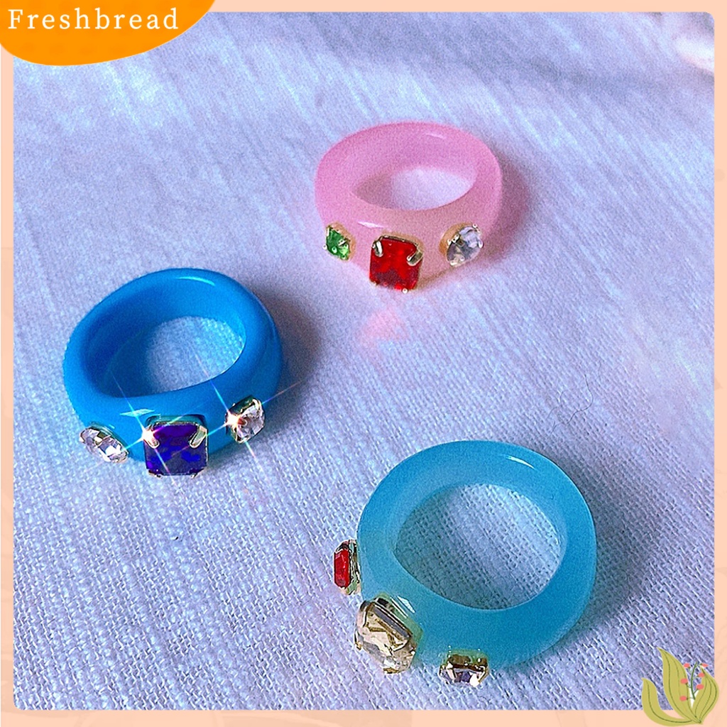 &lt; Freshbread &gt; 1set Cincin Simple Ramah Kulit Tidak Lecet Akrilik Semua Cocok Berlian Imitasi Cincin Jari Untuk Pakaian Sehari-Hari