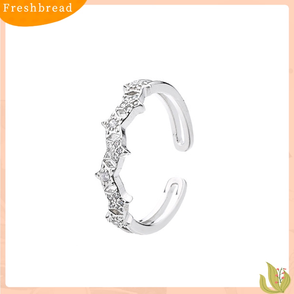 &lt; Freshbread &gt; Wanita Cincin Adjustable Opening Design Geometris Berkilau Semua Pertandingan Hias Bintang Penuh Berlian Imitasi Lamaran Cincin Pesona Perhiasan Hadiah Valentine Untuk Pacar