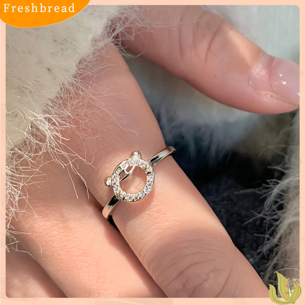 &lt; Freshbread &gt; Pembukaan Cincin High Gloss Dipoles Berongga Keluar Hadiah Ideal Tahan Aus Perhiasan Fashion Berlian Imitasi Perak Mengkilap Zodiak Cina Harimau Wanita Cincin Untuk Pacaran