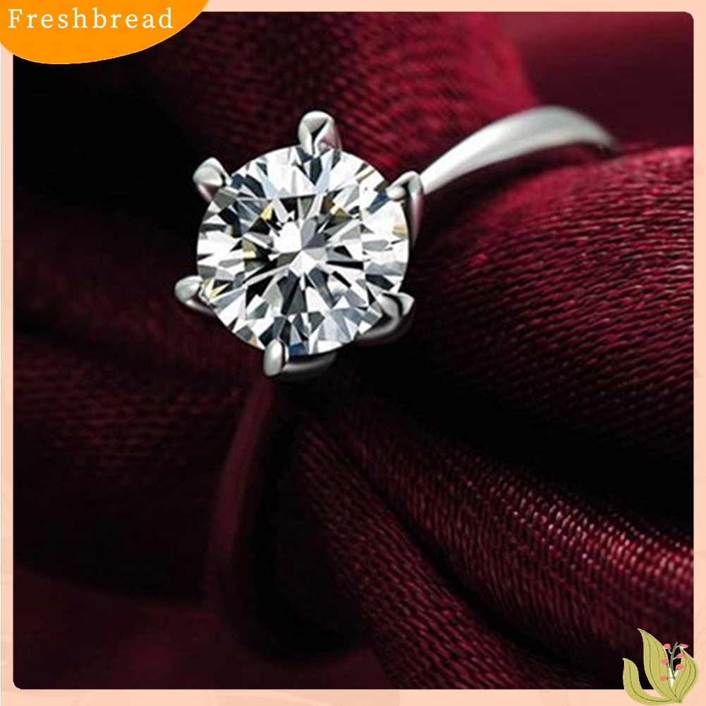 &lt; Freshbread &gt; Wanita Zirkon Bening Bertatahkan Pernikahan Bridal Pesta Pertunangan Perhiasan Cincin Ukuran 6-9