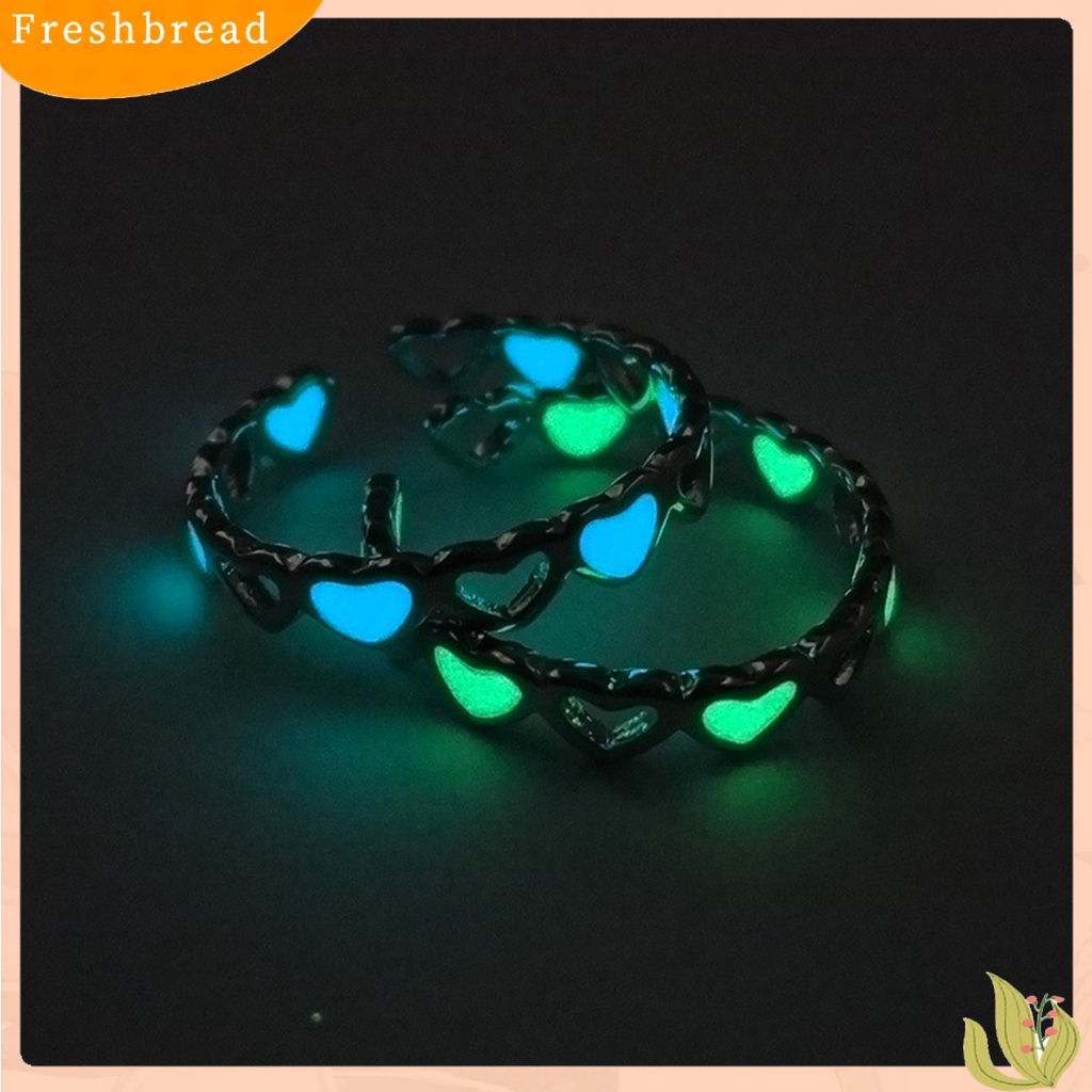 &lt; Freshbread &gt; Cincin Jari Ramah Kulit Karat Alloy Hollow Love Luminous Ring Untuk Anak Perempuan