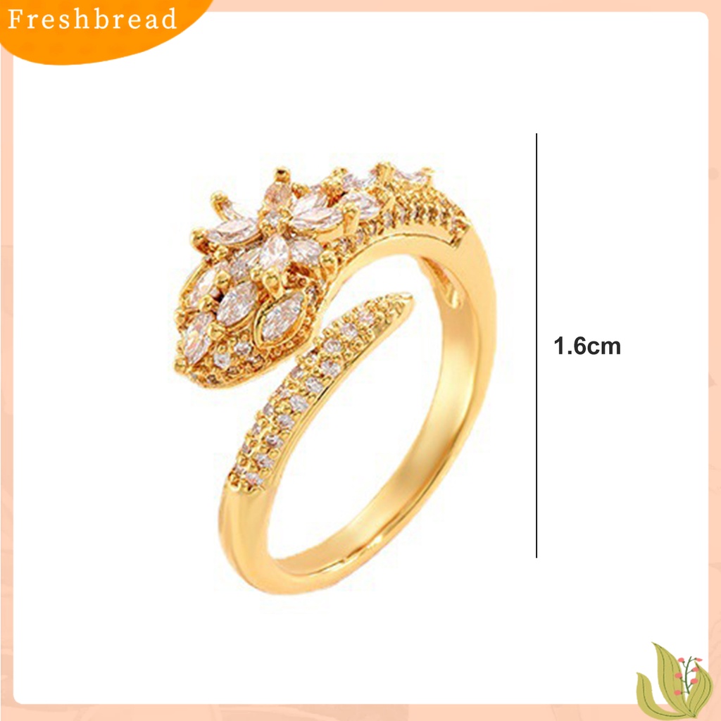 &lt; Freshbread &gt; Finger Band Golden plated Adjustable Opening Shiny Rhinestone Cubic Zirconia Dekorasi Anti Karat Wanita Perhiasan Mewah Cincin Tunangan Perhiasan Aksesoris
