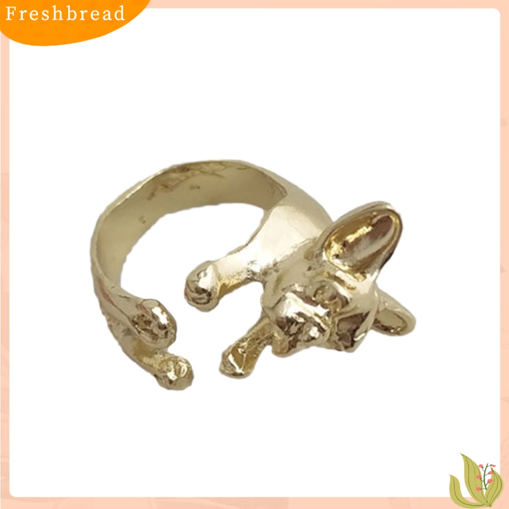 &lt; Freshbread &gt; Adjustable Retro Bulldog Bukaan Cincin Unisex Hewan Lubang Banteng Anjing Punk Perhiasan