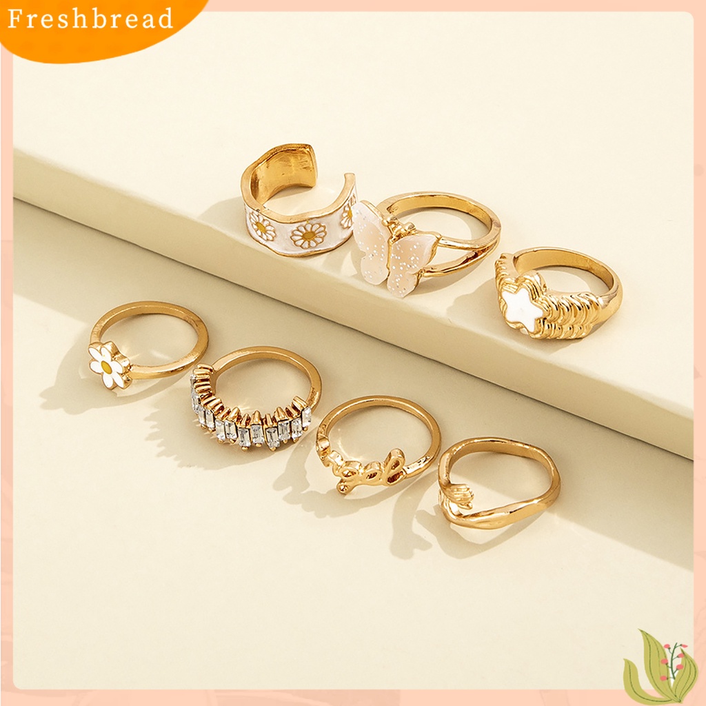 &lt; Freshbread &gt; 7 Pcs Knuckle Rings Butterfly Gothic Wanita Indah Stackable Finger Rings Perhiasan Hadiah