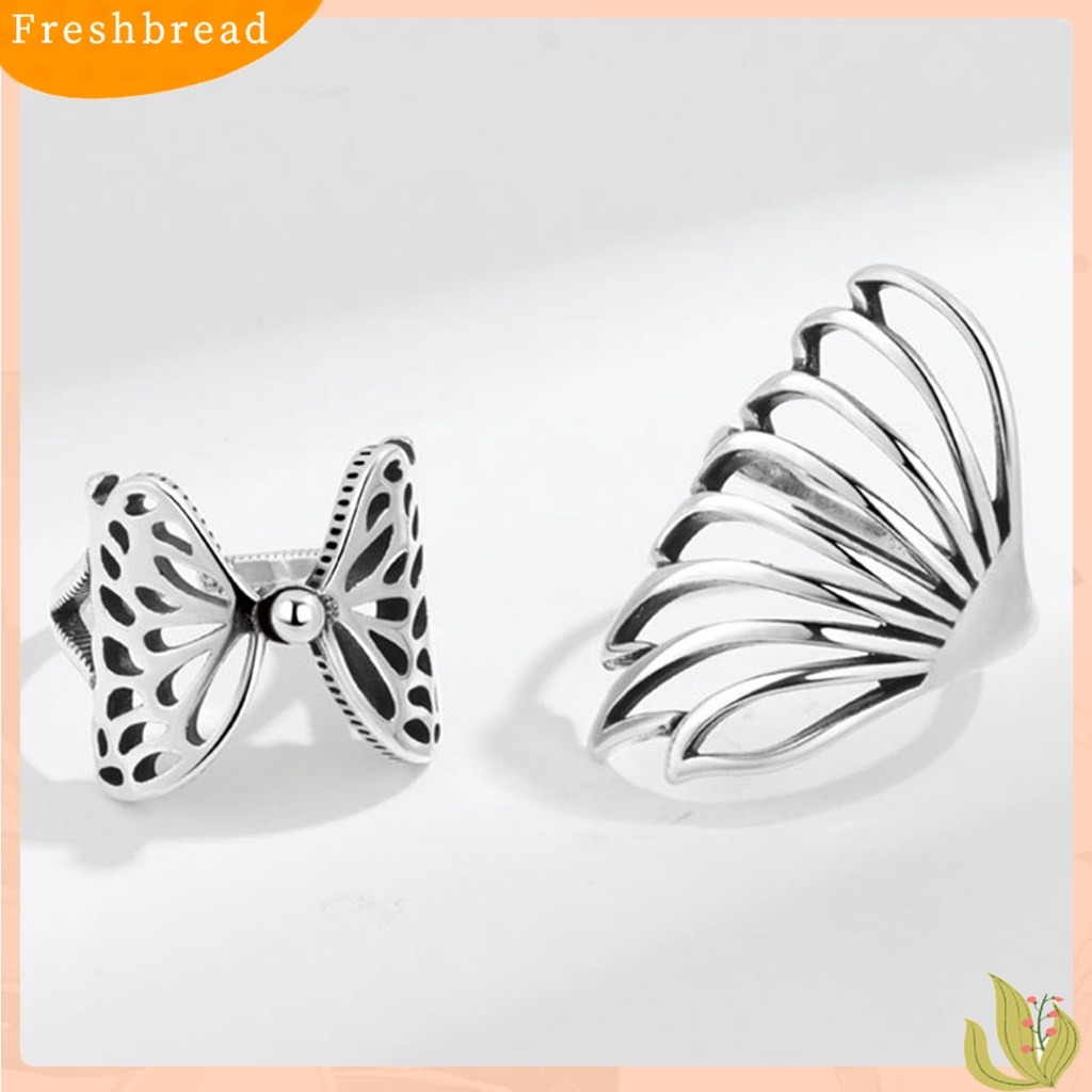 &lt; Freshbread &gt; Hip-hop Berlebihan Tembaga Wanita Cincin Berongga Kupu-Kupu Pembukaan Jari Cincin Perhiasan Aksesoris