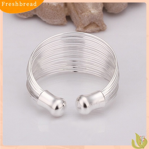 &lt; Freshbread &gt; Fashion Multilayer Rantai Cincin Wanita Perak Berlapis Lebar Band Adjustable Open Ring