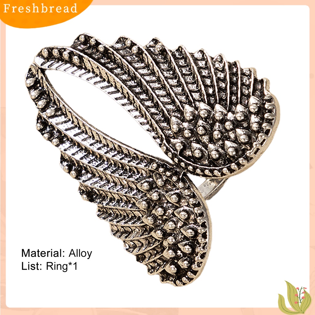 &lt; Freshbread &gt; Cincin Wanita Warna Silver Tahan Aus Cincin Logam Alloy Sayap Malaikat Untuk Pesta