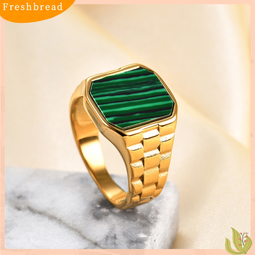 &lt; Freshbread &gt; Wanita Cincin Gaya Sederhana Warna Vibrant Tahan Karat Luntur Mengkilap Hias Baja Titanium Vintage Mewah Square Lady Ring Perhiasan Fashion Untuk Wanita