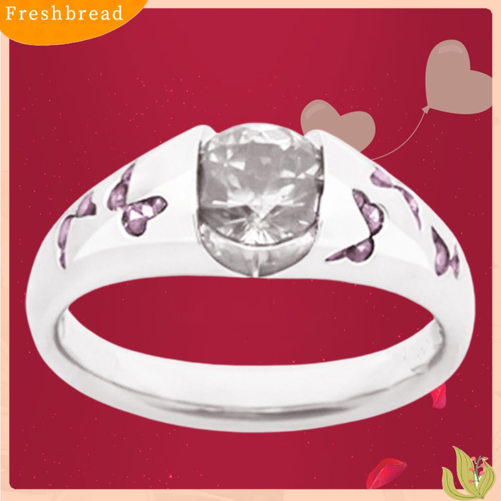 &lt; Freshbread &gt; Cincin Motif Kupu-Kupu Aksesoris Perhiasan Alloy Cubic Zirconia Finger Band Untuk Wanita