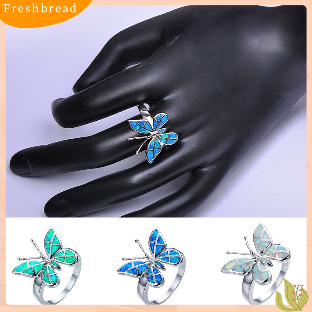 &lt; Freshbread &gt; Dekoratif Good-Looking Wanita Cincin Hadiah Elegan Berlian Imitasi Kupu-Kupu Cincin Perhiasan Alat Ekstra