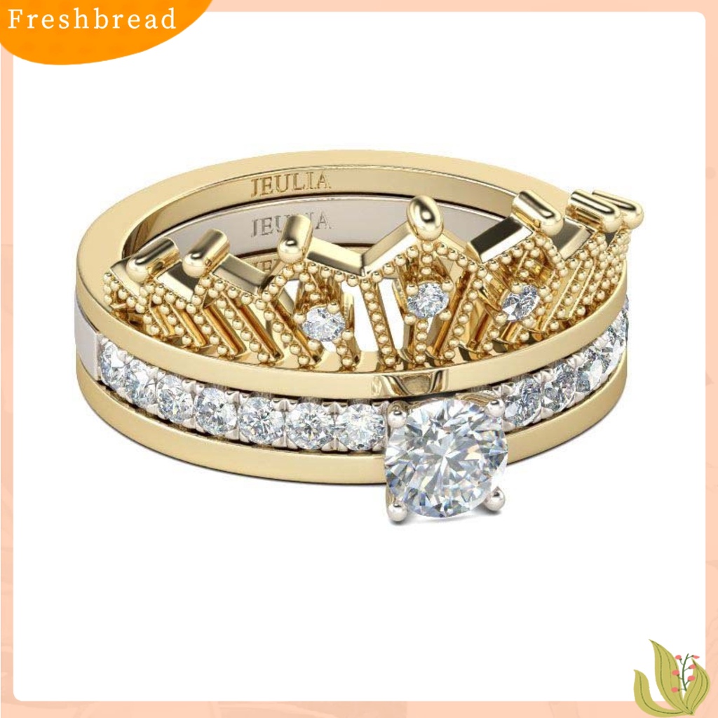 < Freshbread > Dilepas Wanita Fashion Mahkota Berlian Imitasi Jari Cincin Pernikahan Pengantin Perhiasan Hadiah