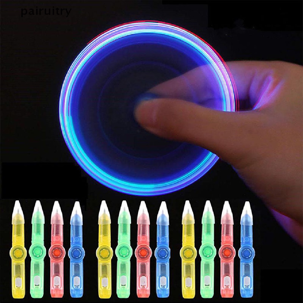 Prt Baru 2in1 Tangan Spinner Lampu PEN LED Fidget Spin Autism Gyroscope Glow dark PRT