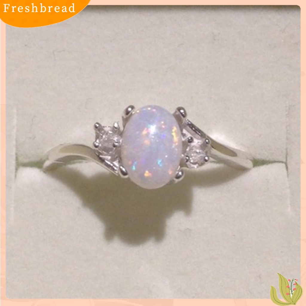 &lt; Freshbread &gt; Cincin Kilau Imitasi Opal Berlian Imitasi Hias Tembaga Gaya Wanita Ring Untuk Pernikahan