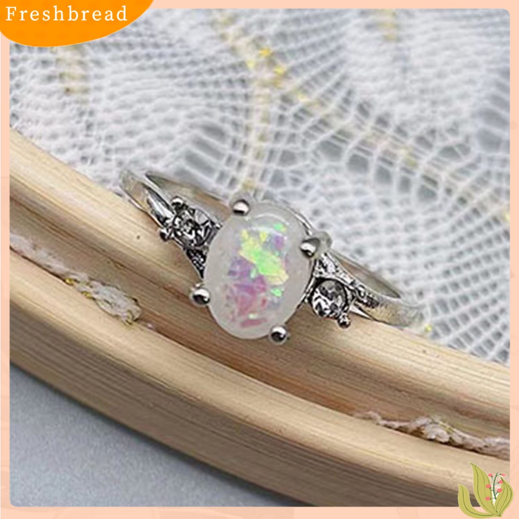 &lt; Freshbread &gt; Wanita Cincin Indah Oval Opal Berlian Imitasi Knuckle Ring Jari Dekorasi