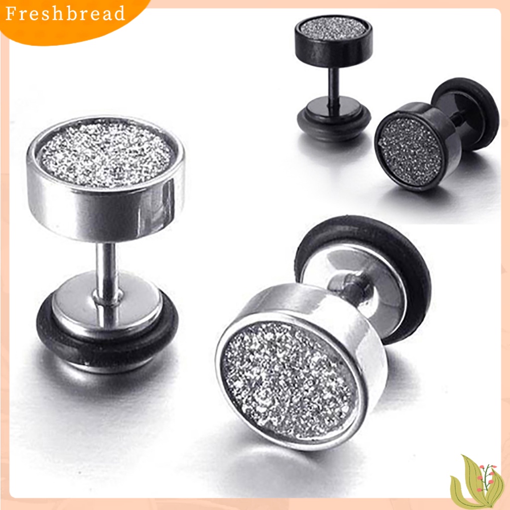 &lt; Freshbread &gt; Anting Stud Tusuk Ulir Telinga Fashion Klasik Bulat Gaya Punk Untuk Pria