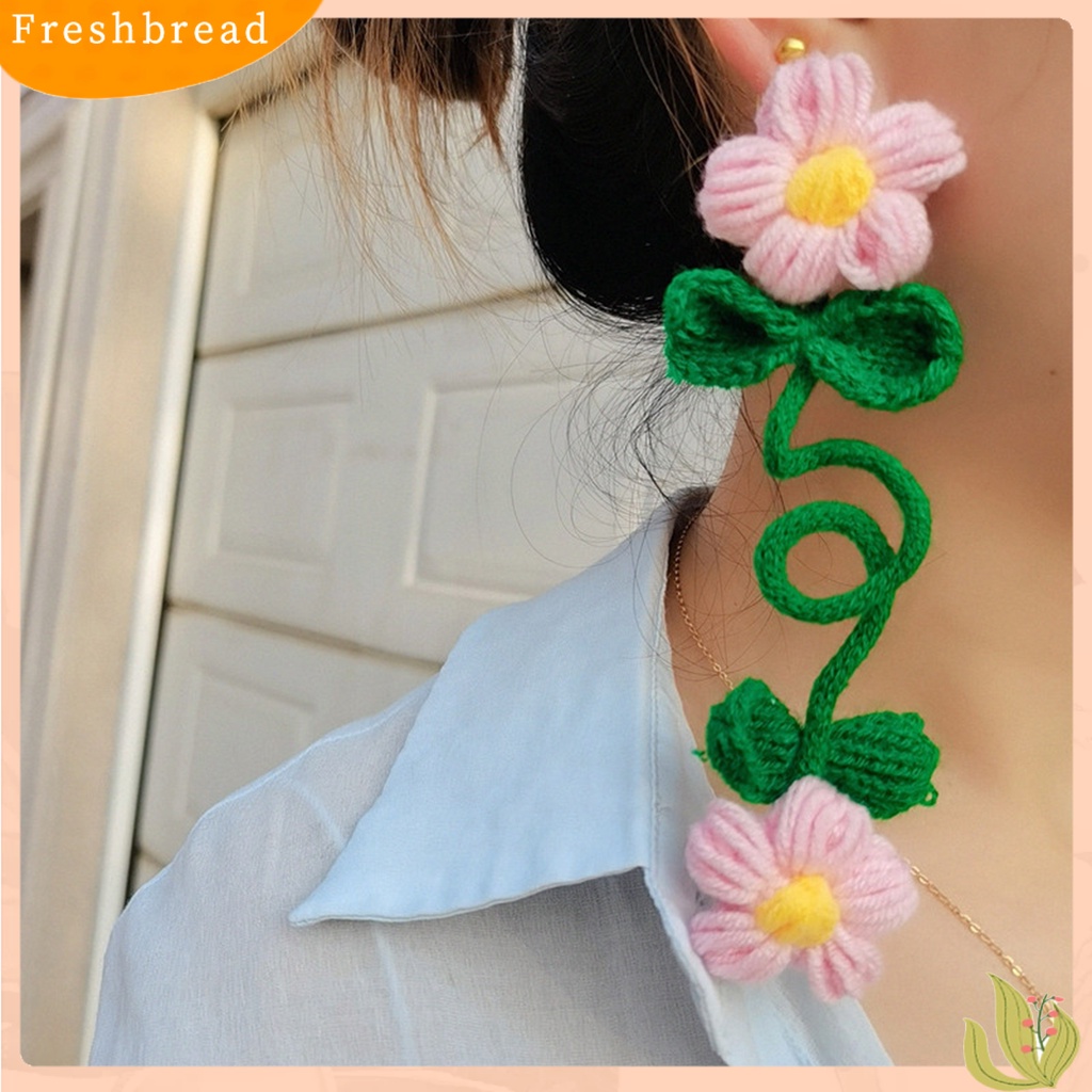 &lt; Freshbread &gt; 1pc Anting Menjuntai Model Kepang Bunga Spiral Gaya Liburan Anting Warna Cerah Untuk Pesta