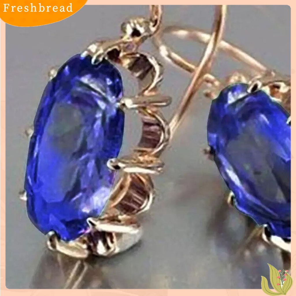 &lt; Freshbread &gt; 1pasang Anting Hoop Shiny Besar Berlian Imitasi Perhiasan Temperamen Tahan Lama Menjuntai Anting Hadiah Ulang Tahun