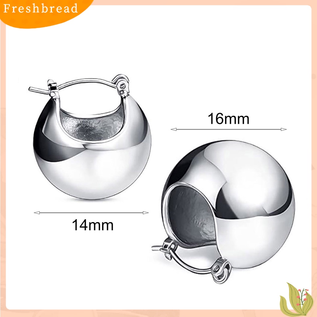 < Freshbread > 1pasang Anting Wanita Bentuk Bola Temperamen Indah Punk Bulat Hoop Earrings Perhiasan Hadiah