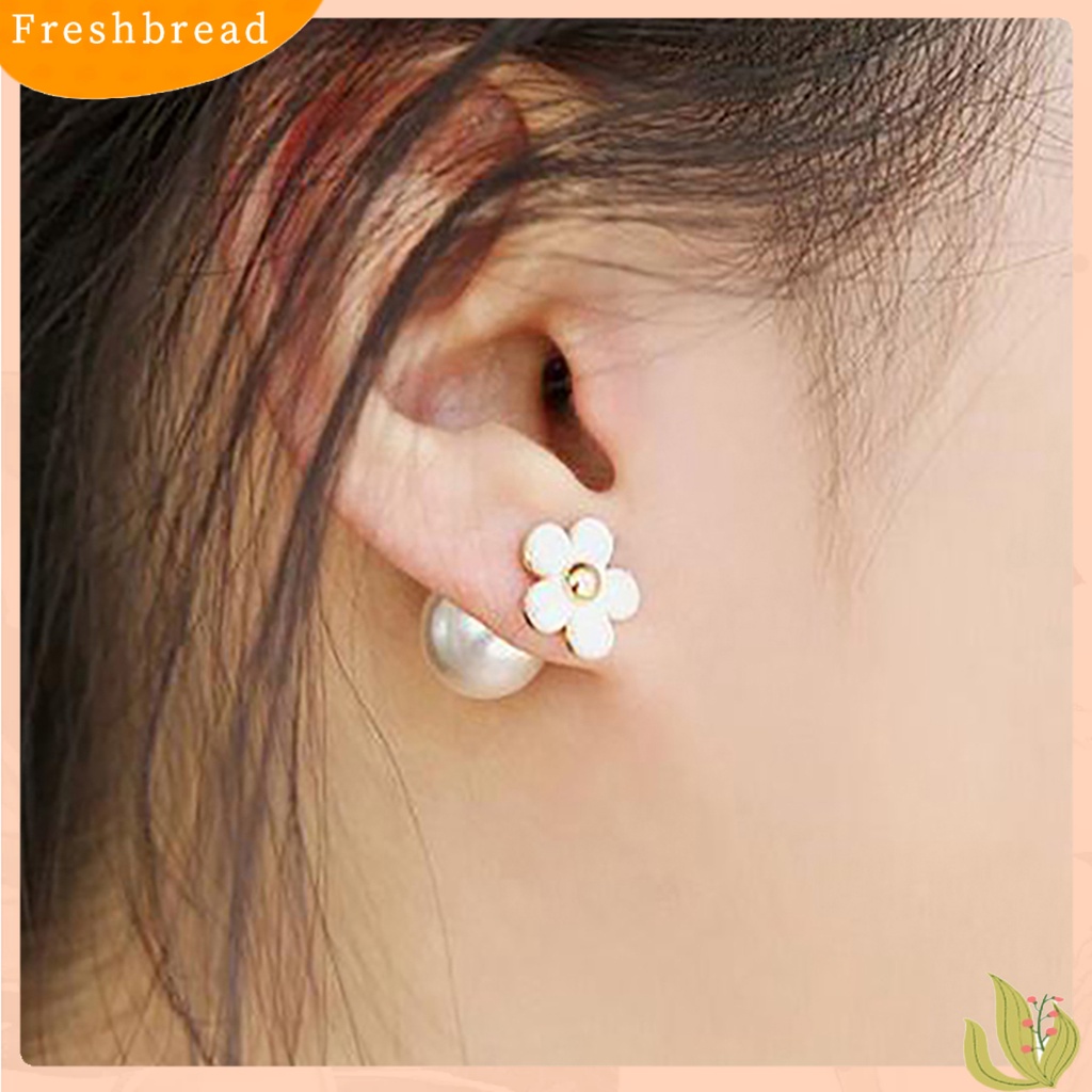 &lt; Freshbread &gt; Ear Studs Desain Bunga Lucu Dua Sisi Indah Ear Studs Bunga Untuk Pernikahan