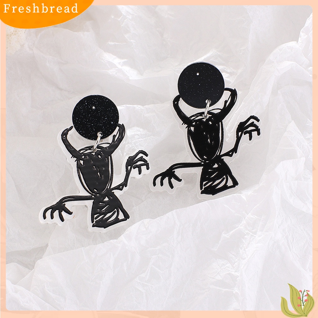 &lt; Freshbread &gt; 1pasang Anting Halloween Hantu Halus Akrilik Graffiti House Pendant Stud Earrings Untuk Halloween