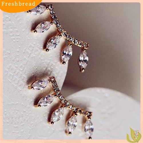 &lt; Freshbread &gt; Fashion Perak Disepuh Marquise Cut Berlian Imitasi Mahkota Telinga Menyapu Pejantan Anting