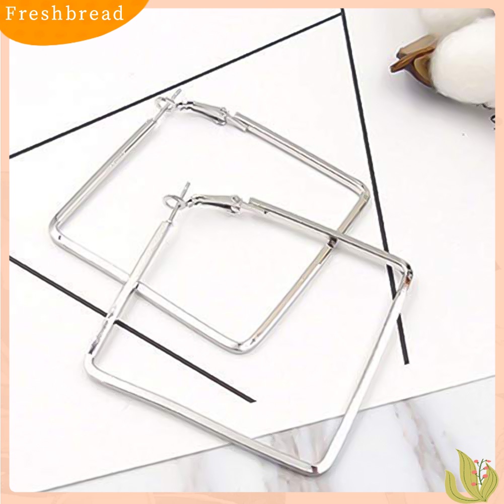 &lt; Freshbread &gt; Fashion Wanita Berongga Persegi Menjuntai Pernyataan Huggie Anting Pesta Perhiasan Hadiah