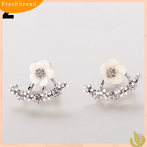 &lt; Freshbread &gt; Fashion Wanita Gaya Korea Anting Pola Daisy Kecil Berlian Imitasi Jaket Telinga Ear Studs