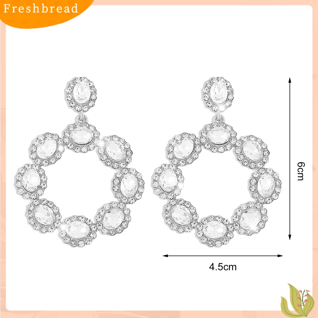 &lt; Freshbread &gt; 1pasang Anting Menjuntai Gaya Pengadilan Vintage Berlebihan Geometris Berkilau Hias Perhiasan Hadiah Wanita Berlian Imitasi Bertatahkan Liontin Anting Telinga Giwang Untuk Perjamuan