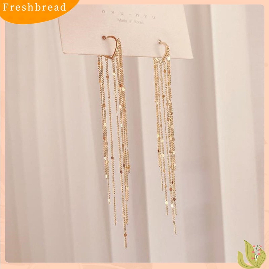 &lt; Freshbread &gt; 1pasang Drop Earrings Bohemian Temperamen Payet Bentuk Hati Geometris Hias Hadiah Wanita Panjang Logam Rumbai Pesona Anting Perhiasan Pernyataan Fashion