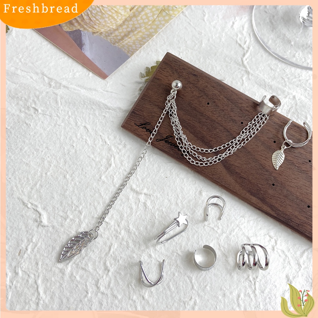 &lt; Freshbread &gt; 7Pcs/Set Anting Motif Bintang Aneka Memakai Paduan Bentuk Daun Anting Klip Set Untuk Perjamuan