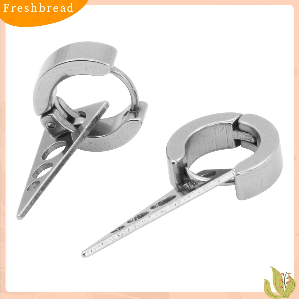 &lt; Freshbread &gt; Fashion Wanita Pria Keren Punk Stainless Steel Spike Ear Studs Huggie Earrings