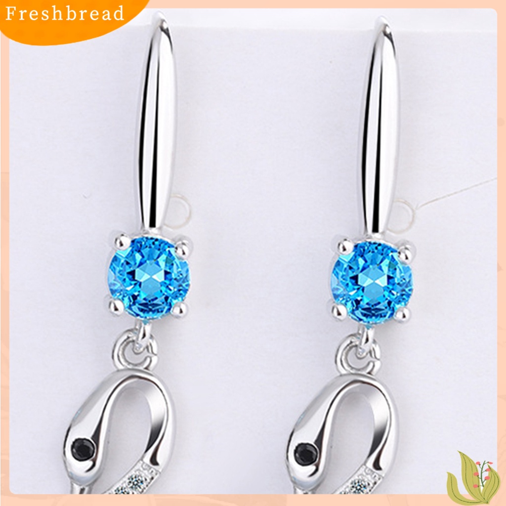 &lt; Freshbread &gt; 1pasang Anting Kait Mata Hitam Perhiasan Hewan Gaya Korea Cubic Zirconia Drop Earrings Untuk Pesta Pernikahan