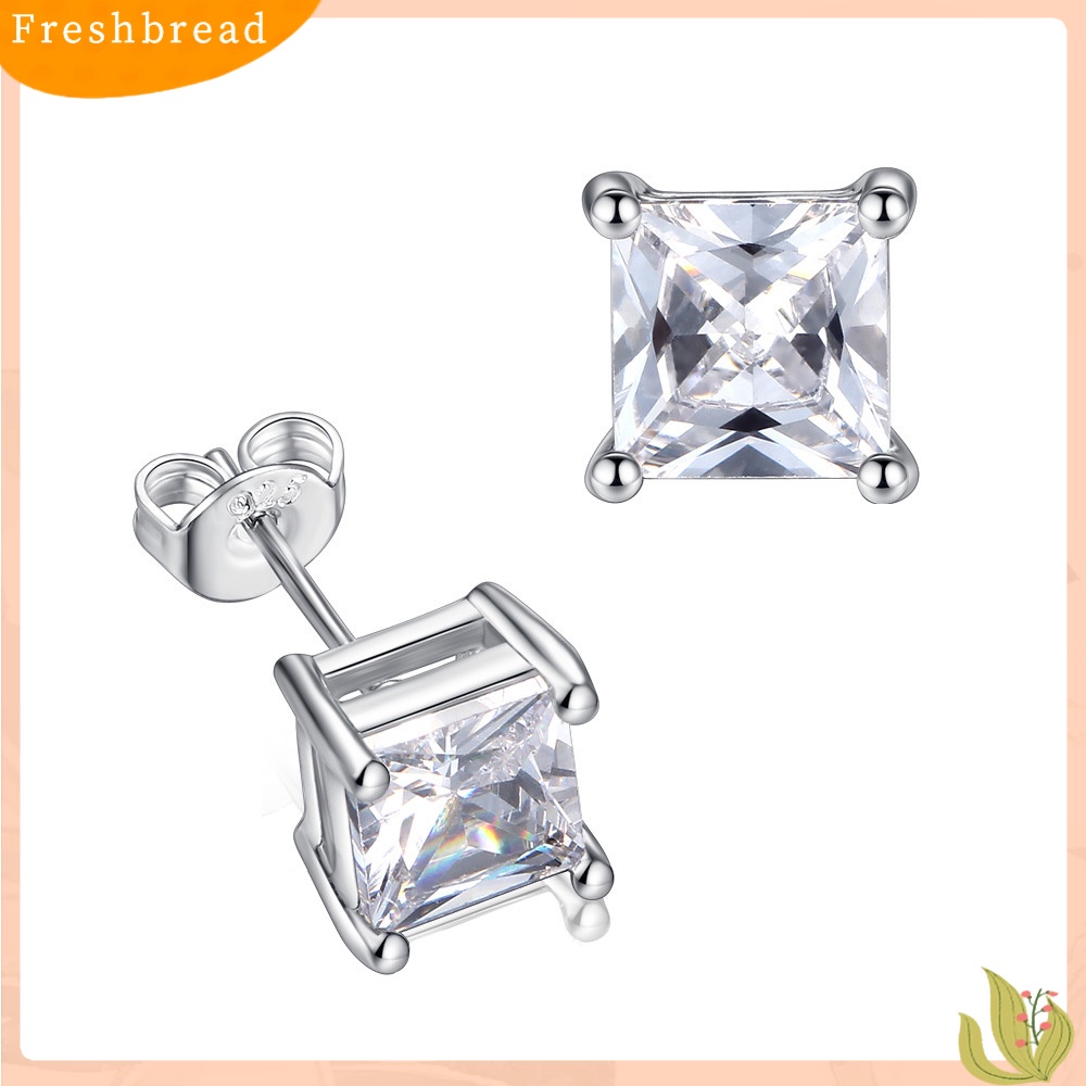 &lt; Freshbread &gt; Fashion Wanita Persegi Cubic Zirconia Hias Telinga Stud Anting Pesta Perhiasan Hadiah