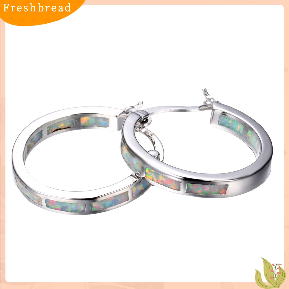 &lt; Freshbread &gt; Wanita Multicolor Faux Opal Hias Lingkaran Menjuntai Hoop Earrings Perhiasan Hadiah