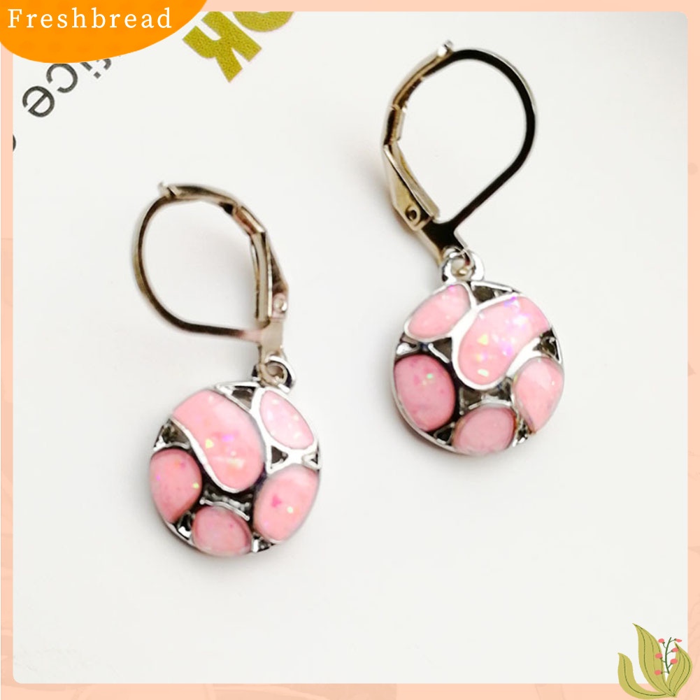 &lt; Freshbread &gt; Fashion Wanita Faux Opal Putaran Sepak Bola Menjuntai Leverback Earrings Perhiasan Hadiah