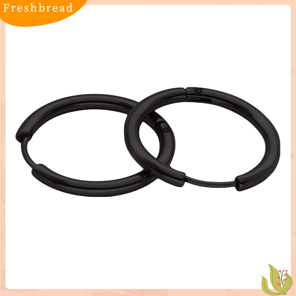 &lt; Freshbread &gt; 1pasang Stainless Steel Fashion Punk Unisex Ear Hoop Circle Earrings Perhiasan Hadiah