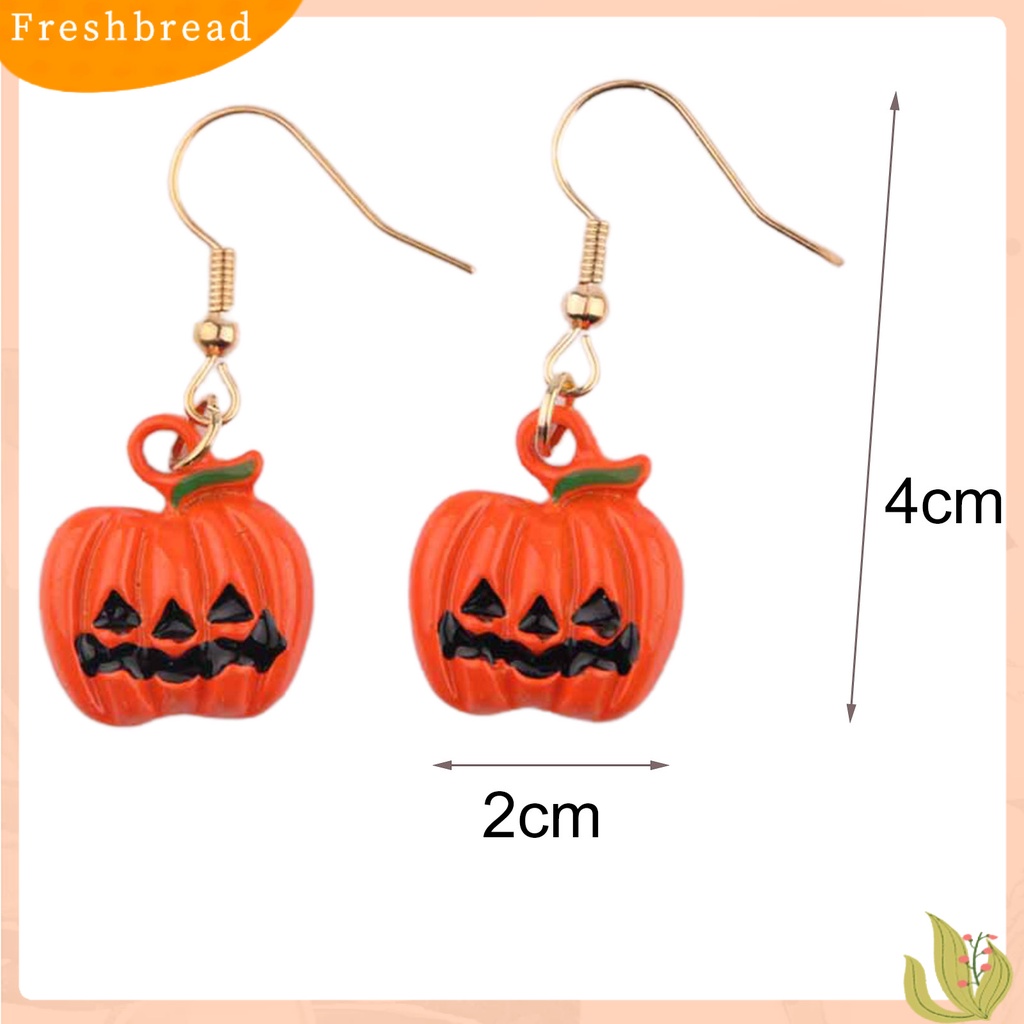 &lt; Freshbread &gt; 1pasang Hantu Lucu Halloween Anting Paduan Topi Labu Sapu Drop Hook Anting Perhiasan Pesta