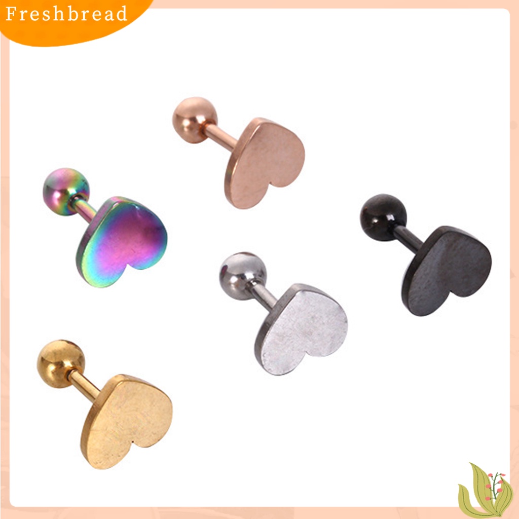 &lt; Freshbread &gt; 1Pc Cartilage Ear Stud Earring Electroplating Geometric Bright Luster Bebas Alergi Nyaman Hadiah Hias Pria Wanita Bentuk Hati Tragus Ear Stud