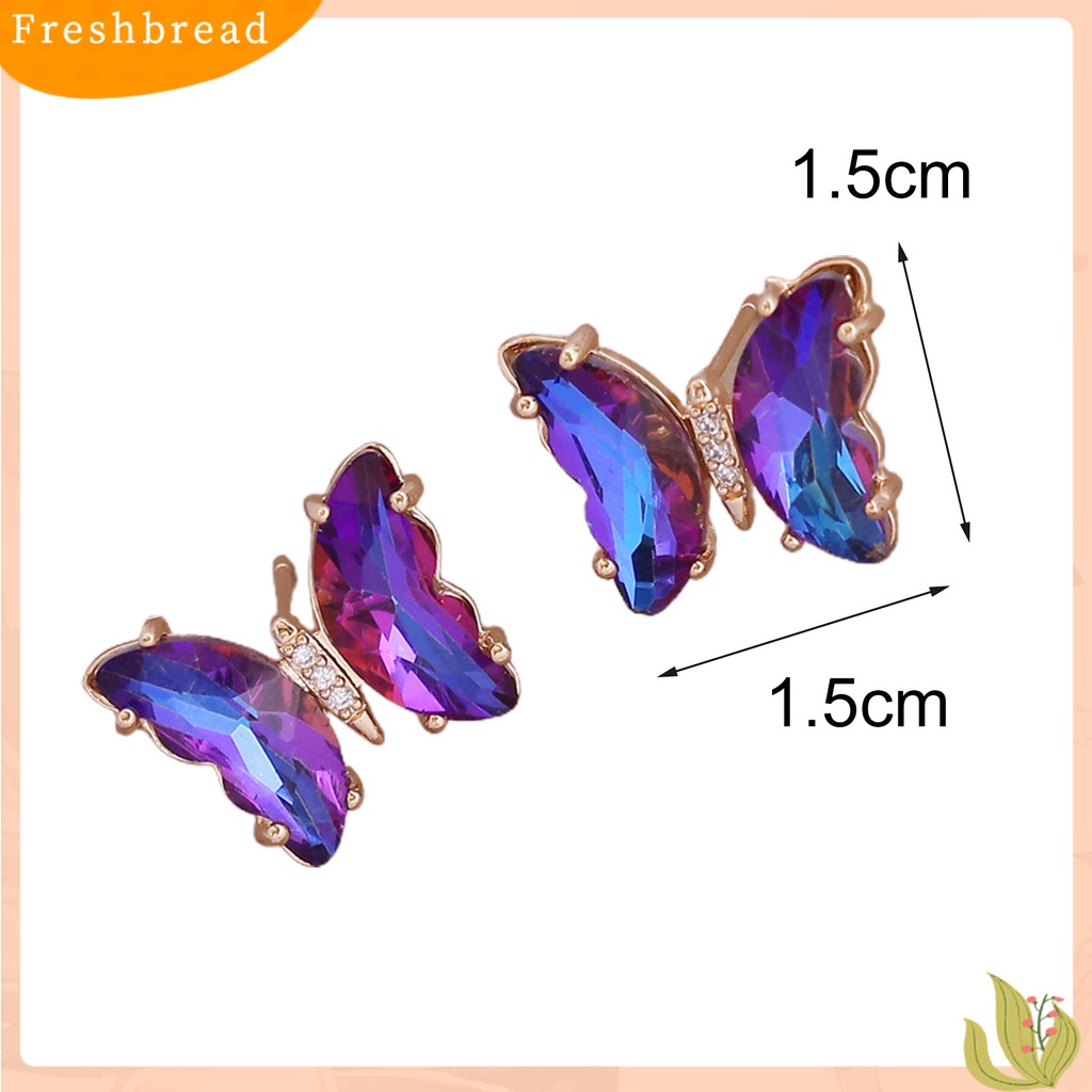 &lt; Freshbread &gt; 1pasang Anting Tusuk Warna Gradasi Bentuk Kupu-Kupu Perhiasan Giwang Telinga Manis Tahan Lama Untuk Pakaian Sehari-Hari