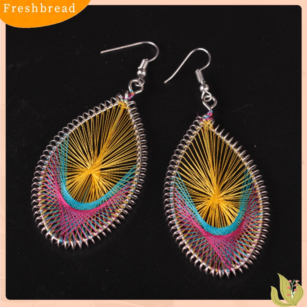 &lt; Freshbread &gt; Bohemian Wanita Multicolor Sutra Geometris Tetesan Air Kait Anting Perhiasan Hadiah