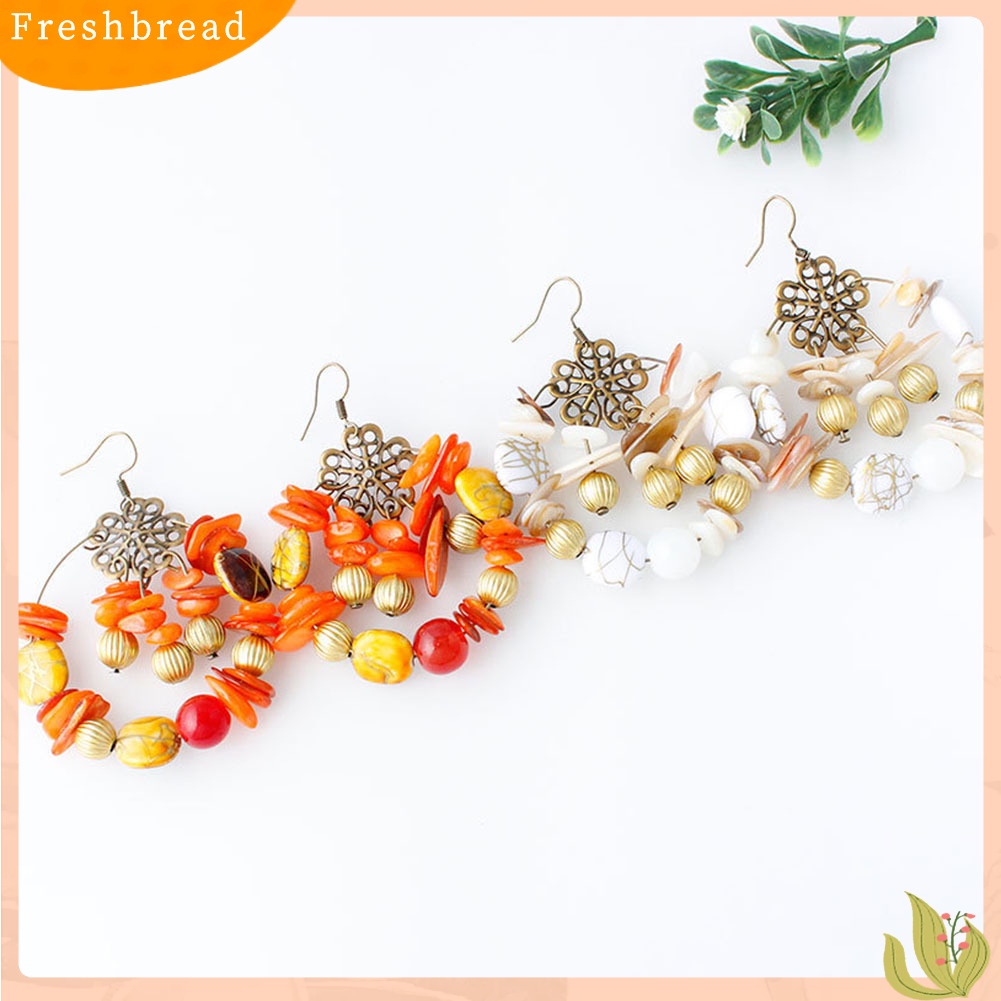 &lt; Freshbread &gt; Warna-Warni Wanita Bohemian Manik-Manik Kait Anting Perjamuan Perhiasan Hadiah Ulang Tahun