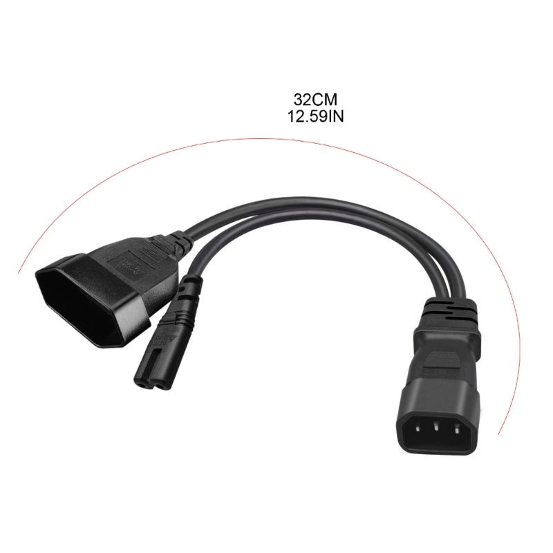 Zzz C14 to C7+EU4 0MM C14 Splitter 32cm IEC 320c14 Male Plug to C7 +EU4 0MM Female Socket Y Split Power Extension Cab