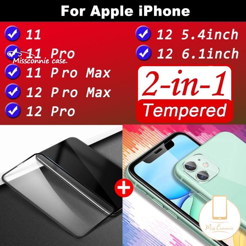 IPHONE 2in1 Screen Protector Pelindung Layar Lensa Kamera Tempered Glass Kompatibel Untuk Iphone7 8 6 6S Plus 11 13 12 14 Pro XR XS X XS Max 13 14 Pro Max SE 2020