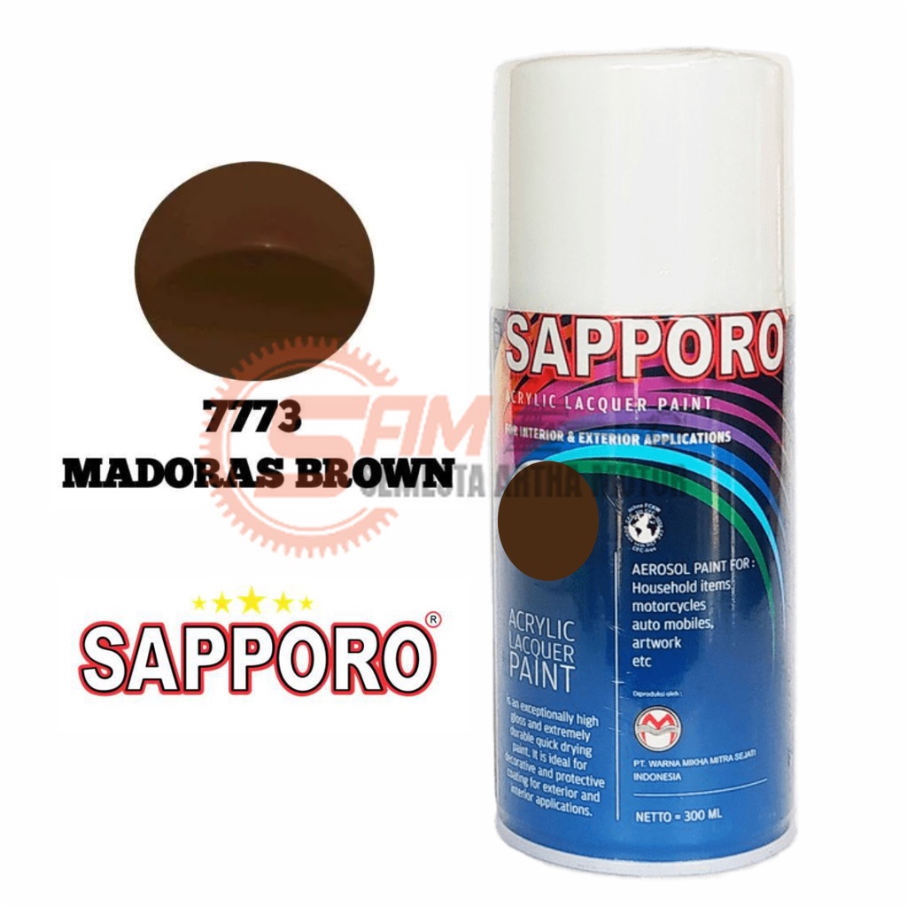 

Pilox Sapporo Madoras Brown 7773 Cat Semprot 300ml Aerosol Coklat Colour Spray Pilok