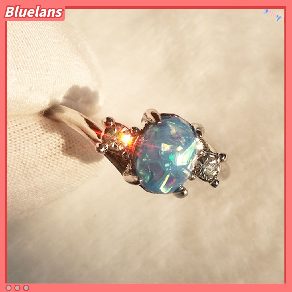 {In Stock} Bertatahkan Berlian Imitasi Elegan Lady Cincin Oval Potong Warna-Warni Faux Permata Jari Cincin Perhiasan Aksesori
