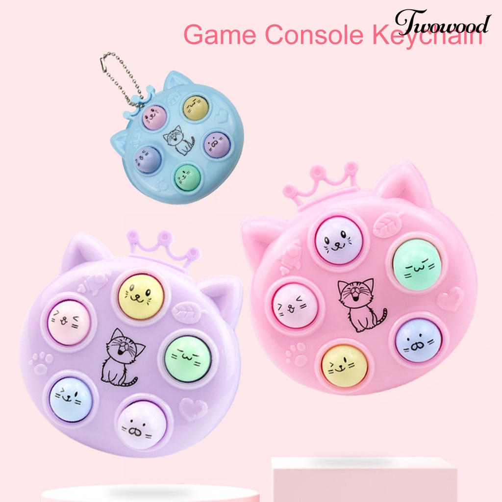 Twowood Konsol Game Liontin Latihan Koordinasi Mainan Puzzle Kartun Lucu Mini Ornamen Penghilang Stress Berukuran Saku Mendera-a-mole Kunci Cincin Mini Dekompresi Mainan Hadiah Tahun Baru